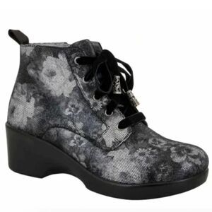 Alegria Size 38 Eliza Elegance Boot Black Gray Floral Comfort Shoe